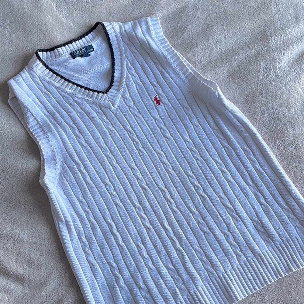 Vintage Polo By Ralph Lauren cable-knit sweater vest (L) - Picture 1 of 4